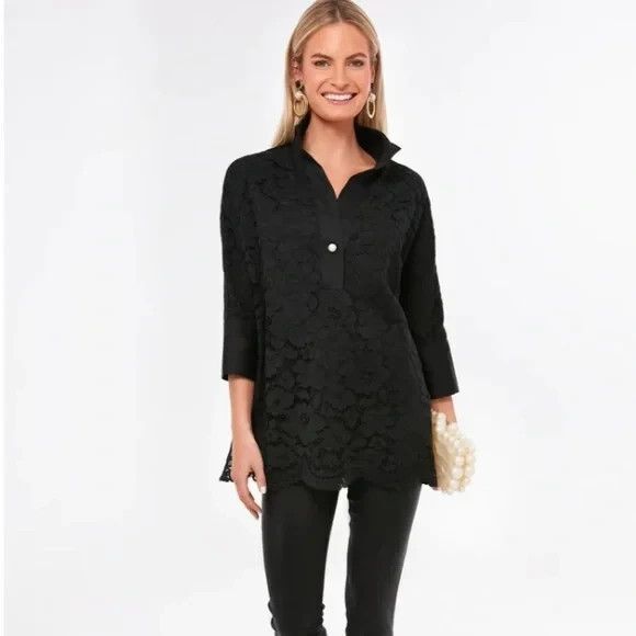 Tuckernuck Tops - Tuckernuck NWT Black Lace Willow Blouse Size XXXL popover tunic top